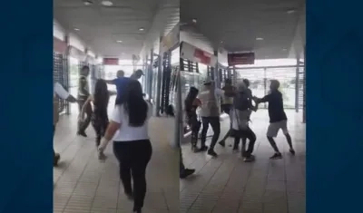 Momentos de la agresión al auxiliar de la Policía.