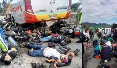 Los cuerpos de los heridos quedaron en plena vía.