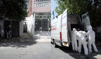 Personal del CTI hace la diligencia de levantamiento del cadáver del hombre.