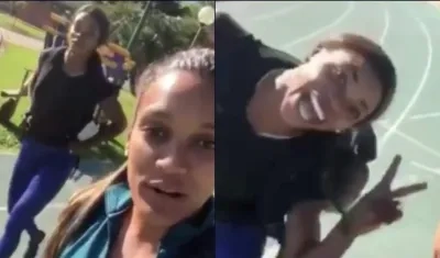 Caterine Ibargüen y  Alysbeth Félix, en un día de entrenamiento.