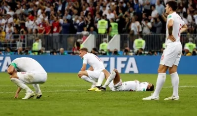 Jugadores ingleses en el partido ante Croacia.