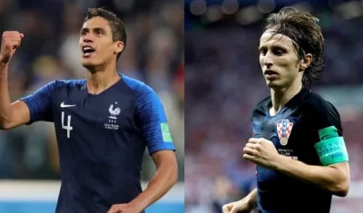 El francés Raphael Varane y el croata Luka Modric.