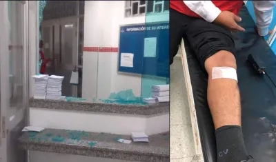 Así fueron los destrozos en el Camino Bosques de María. A un lado, el vigilante herido.