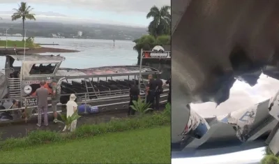 Una roca de lava atravesó la cubierta de una embarcación en el puerto de Wailoa.