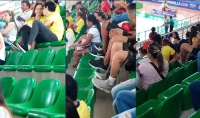 Los aficionados subieron sus pies a la recién instalada silletería del Coliseo Elías Chegwin. 