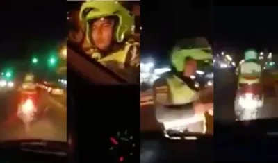 Imágenes que evidencian la mala actuación del policía de tránsito. 
