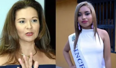 Lucy Cruz, presidenta de la Corporación de Belleza de Sucre, y Angie Macea Bolaño, aspirante a Capitana del Mar.