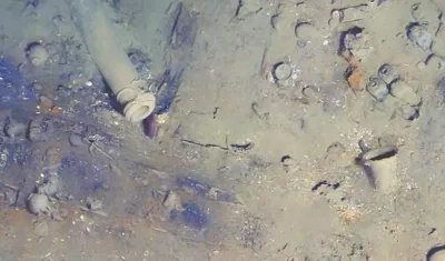 Una fotografía de los restos del Galeón San José.