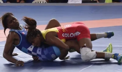 Jackeline Rentería, en plena competencia.