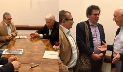 Rodrigo Londoño, alias 'Timochenko' y los demás dirigentes de las FARC reunidos con Felipe González y Ricardo Lagos.