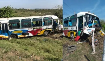 Así quedó el bus después del accidente en La Cordialidad.