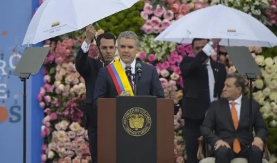 Iván Duque al tomar posesión este 7 de agosto.