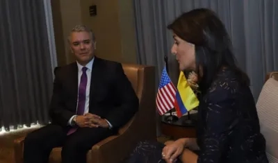 El Presidente Iván Duque y la embajadora de EE.UU. ante la ONU, Nikki Haley.