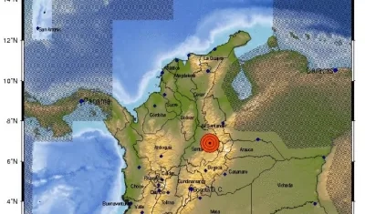 Mapa preliminar del sismo en el centro de Colombia.