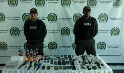 Estos elementos les fueron hallados a los reclusos de la Cárcel Distrital El Bosque.