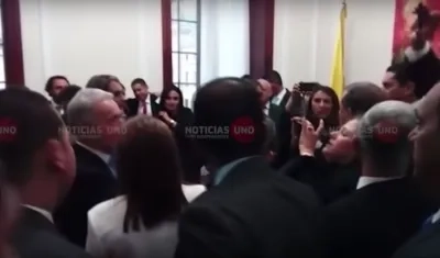 Momento de la celebración en privado del Centro Democrático.