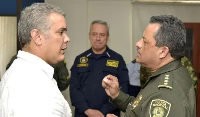 El Presidente Iván Duque con el Director de la Policía General Jorge Nieto.