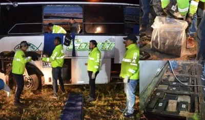 Operativos en el bus accidentado. 