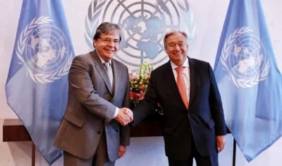 El Canciller Carlos Holmes y el secretario general de Naciones Unidas, António Guterres.