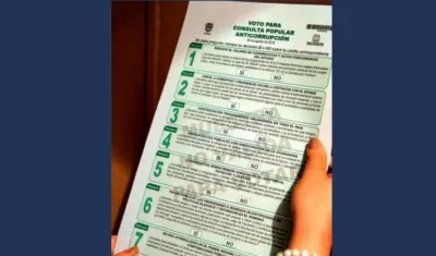 Esta es la tarjeta de la Consulta Anticorrupción que entregarán en los puestos de votación.