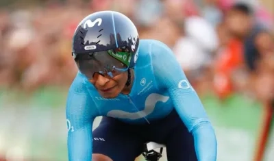 Nairo Quintana durante la contrarreloj de la primera etapa. 