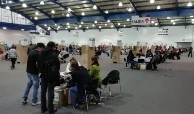 Puesto de votación de Corferias en Bogotá.