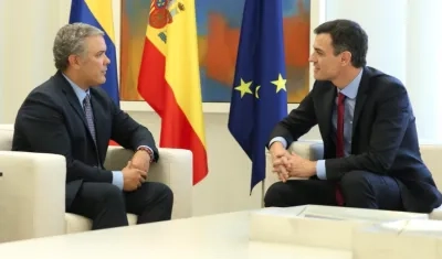 El Presidente Iván Duque y su homólogo español, Pedro Sánchez. 