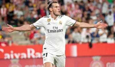 Gareth Bale celebrando su gol ante el Girona. 