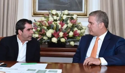 El Alcalde Alejandro Char y el Presidente Iván Duque reunidos en la Casa de Nariño.