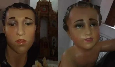 La imagen de San Antonio que fue alterada en Soledad.