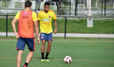 Luis Díaz, delantero de Junior, entrena con la Selección. 