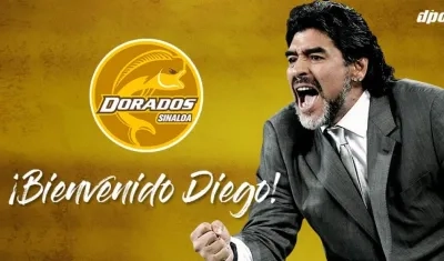 Diego Maradona, técnico de los Dorados de Sinaloa. 