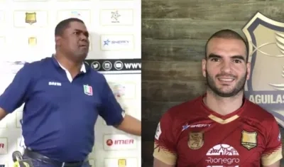 El técnico cartagenero Hubert Bodhert y el portero argentino Lucero Álvarez.