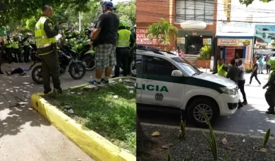 En la imagen se observa a uno de los delincuentes herido y al otro capturado. 