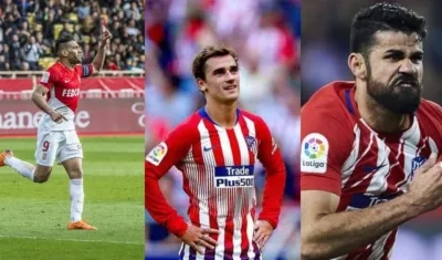 Falcao García, Antoine Griezmann y Diego Costa. 