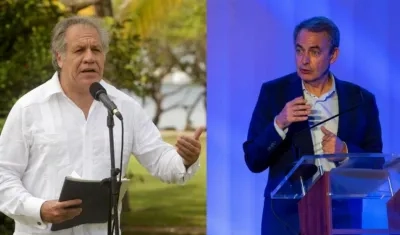 El secretario general de la Organización de Estados Americanos (OEA), Luis Almagro y el expresidente del Gobierno español, José Luis Rodríguez Zapatero.