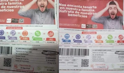 Facturas a nombre de Jairo Ocampo Vargas. 