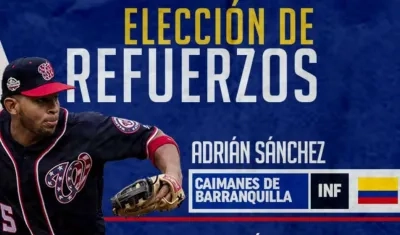 Adrián Sánchez, pelotero seleccionado por los Caimanes. 