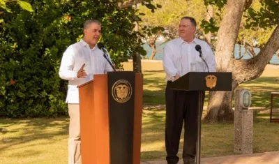 El Presidente de la República, Iván Duque y el secretario de Estado de Estados Unidos, Mike Pompeo.