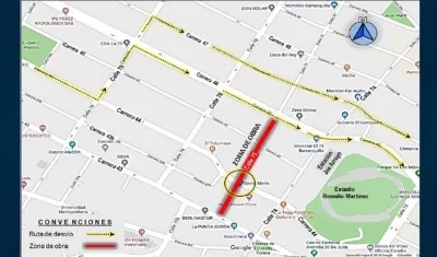 Plano del cierre y desvíos viales.