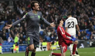 Rubén Pardo celebra tras anotar el segundo gol al Real Madrid. 