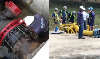 Válvula en el tanque 7 de Abril y el equipo de lavado y desinfección de redes.