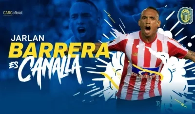 Jarlan Barera al ser anunciado por el Rosario Central. 