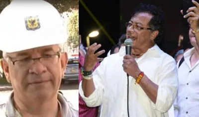El ingeniero Juan Carlos Montes y el senador Gustavo Petro durante su campaña presidencial.