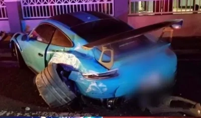 Carro de Ozuna involucrado en accidente.