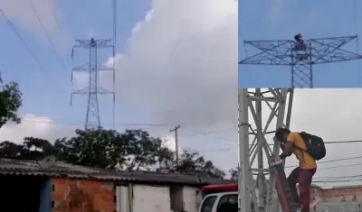 Así como se subió a lo alto bajó solo el joven de una torre de energía en Villa Muvdi.