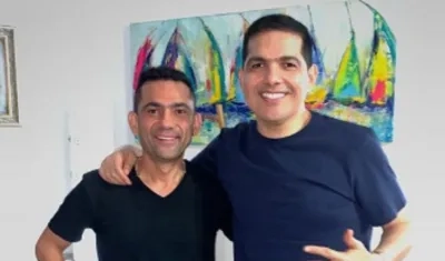 El acordeonero Iván Zuleta y el cantante Peter Manjarrés.