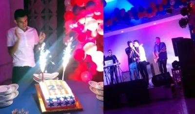 Luis Díaz en plena celebración de su cumpleaños 22. 