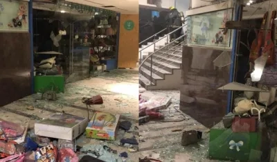 Así quedó el cajero luego de la explosión.