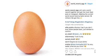 La imagen del huevo que es tendencia en Instagram.
